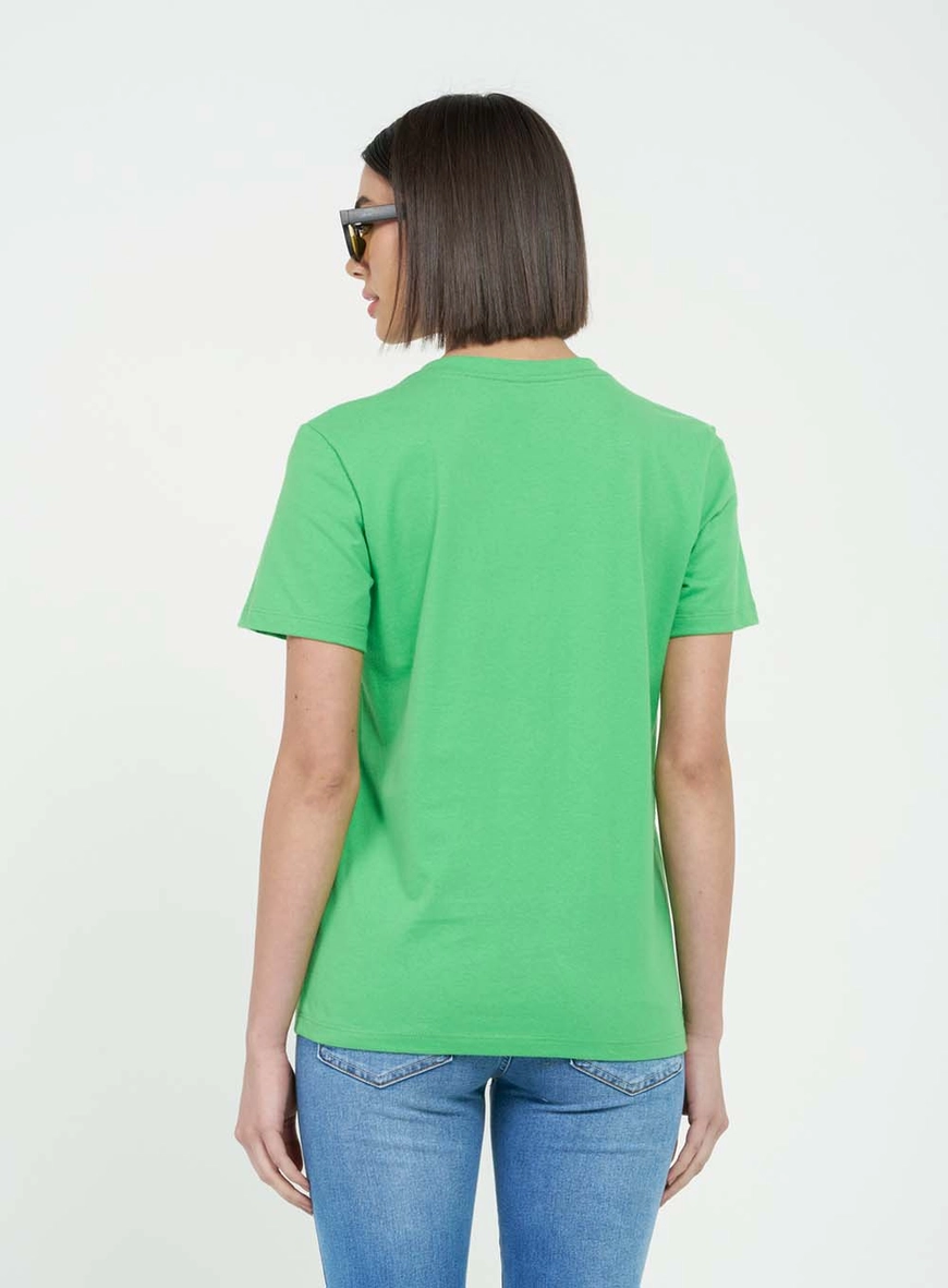 Camiseta Regular Com Etiqueta Frontal Verde 3
