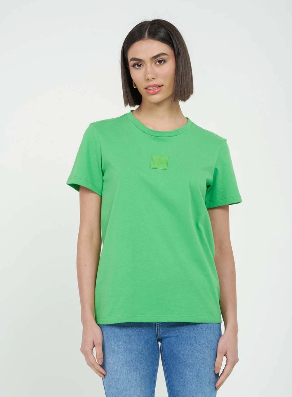 Camiseta Regular Com Etiqueta Frontal Verde 2