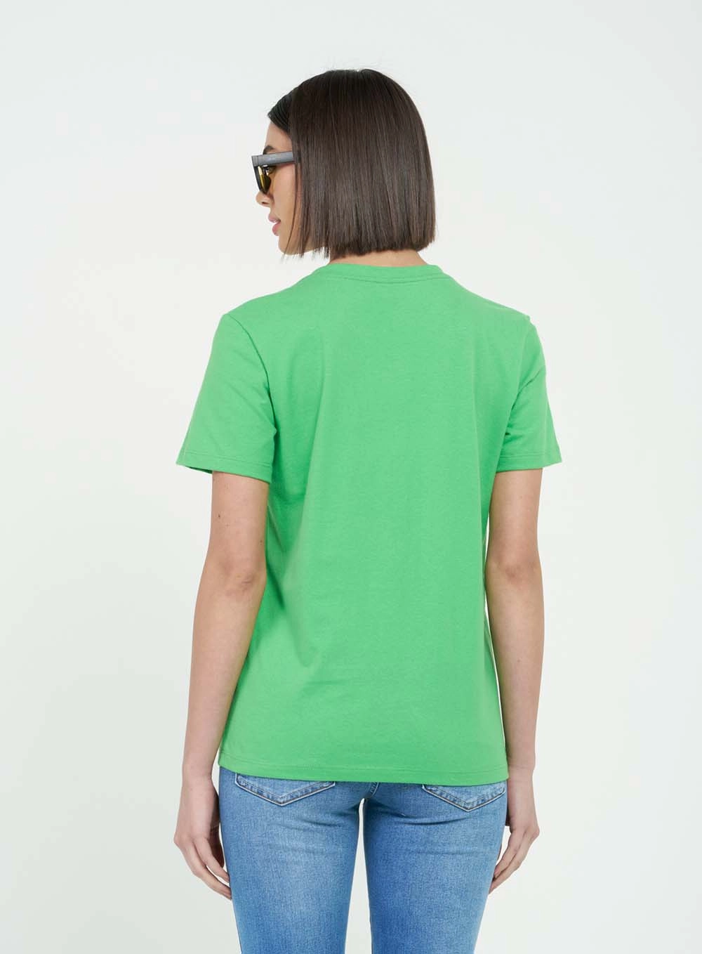 Camiseta Regular Com Etiqueta Frontal Verde 3