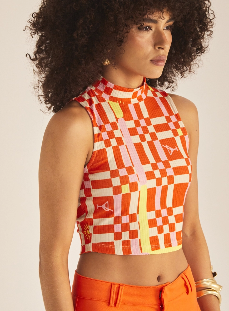 Regata Feminina Slim Gola Alta Estampada Estampados 2