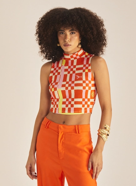 Regata Feminina Slim Gola Alta Estampada