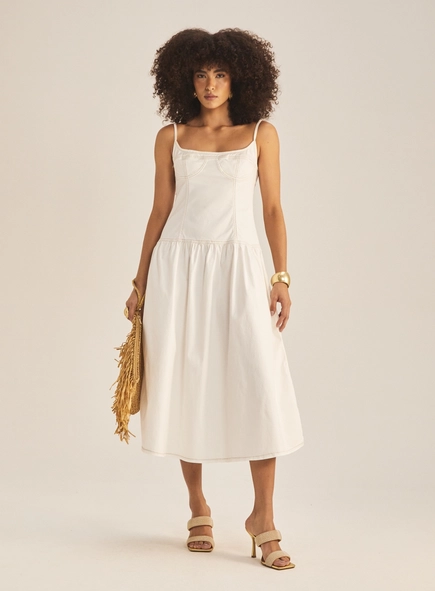 Vestido Slim Sarja Com Babado
