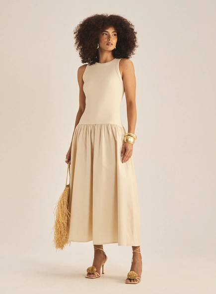 Vestido Slim Longo Plissado