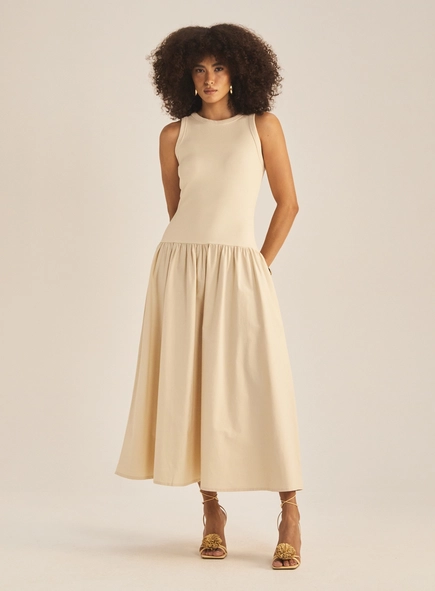 Vestido Slim Longo Plissado