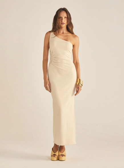 Vestido Slim Ombro Só Com Crochê