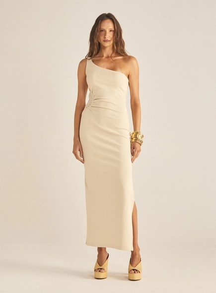 Vestido Slim Ombro Só Com Crochê