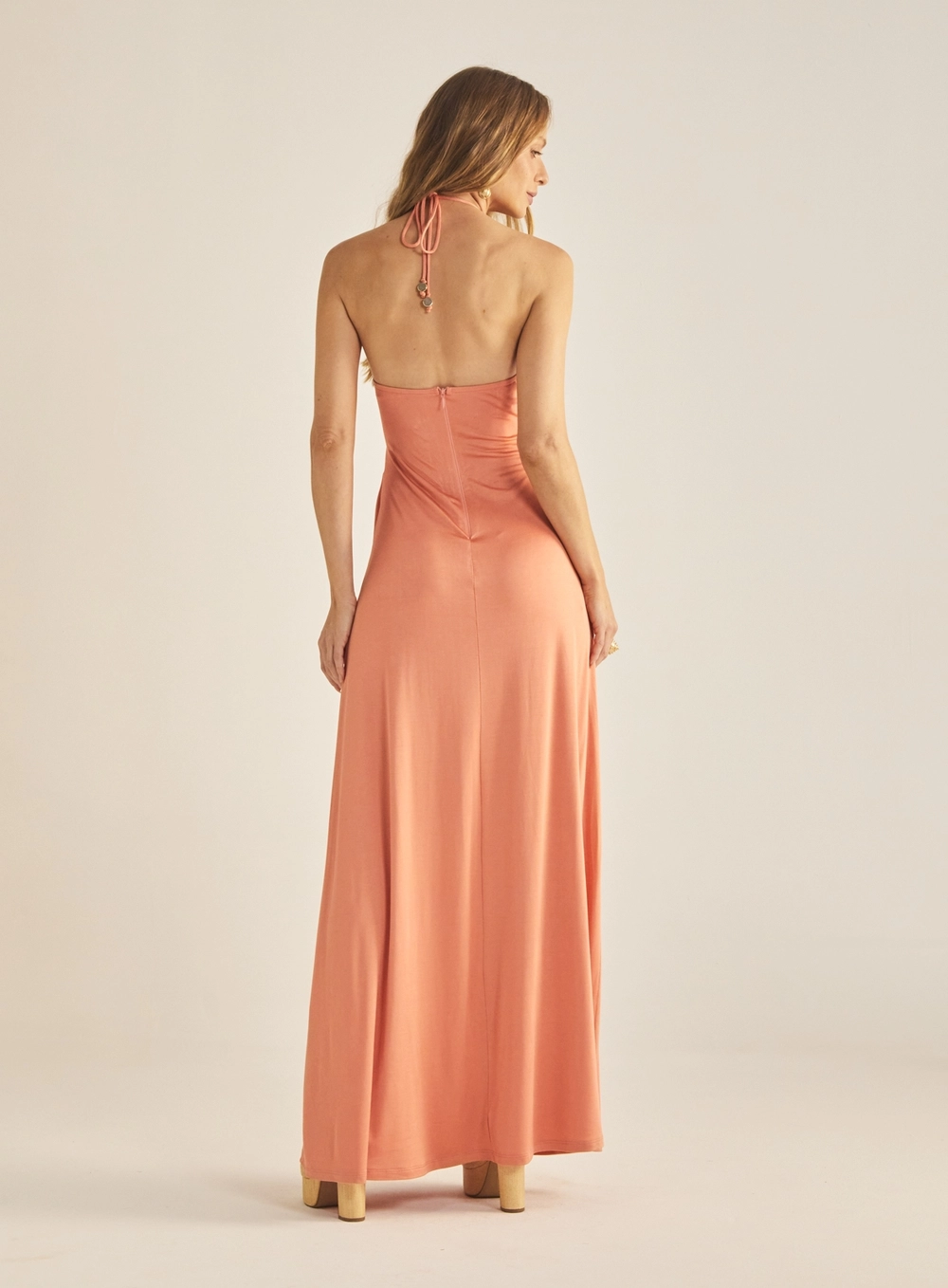 Vestido Slim Com Recorte E Detalhe Em Pedras Laranja 4