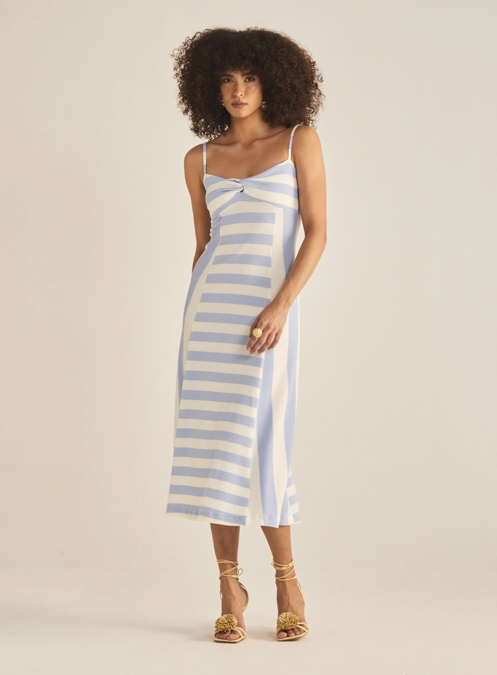 Vestido Slim Decote Com Torção Listrado Estampados 1