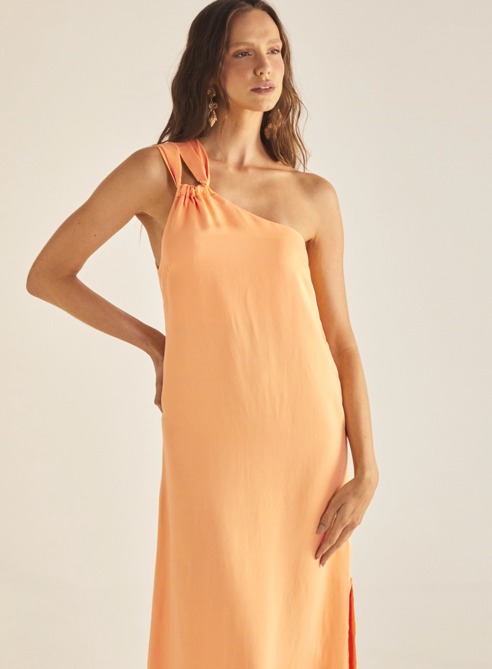 Vestido Comfort Ombro Só Com Alça Dupla Laranja 3