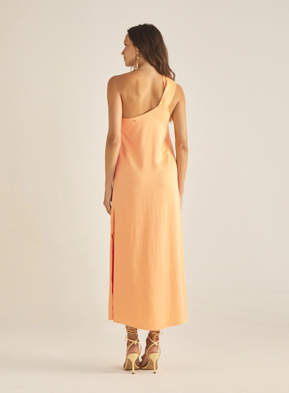 Vestido Comfort Ombro Só Com Alça Dupla Laranja 4