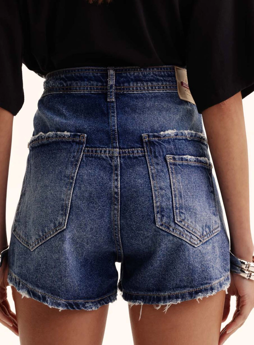 Short Jeans Feminino Curto Bella Índigo 4