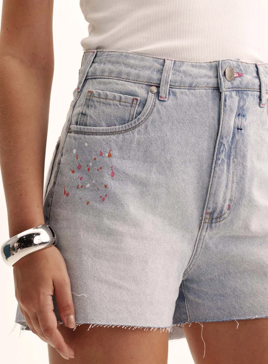 Short Jeans Feminino Barra Desfiada - Anne Índigo 3