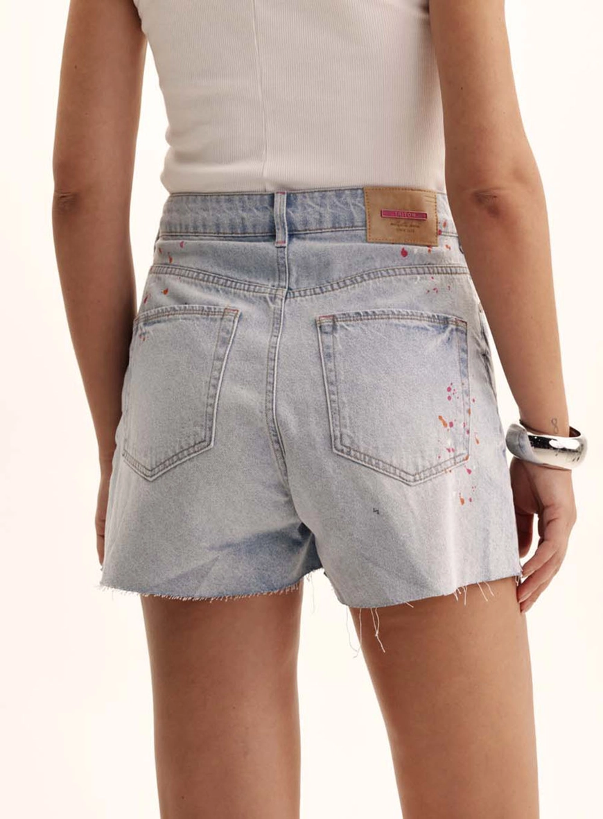 Short Jeans Feminino Barra Desfiada - Anne Índigo 4