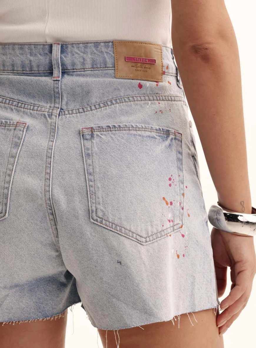 Short Jeans Feminino Barra Desfiada - Anne Índigo 5