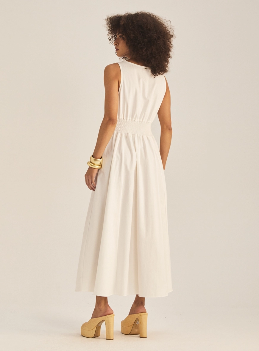 Vestido Evasê Com Amarração Off Shell 4