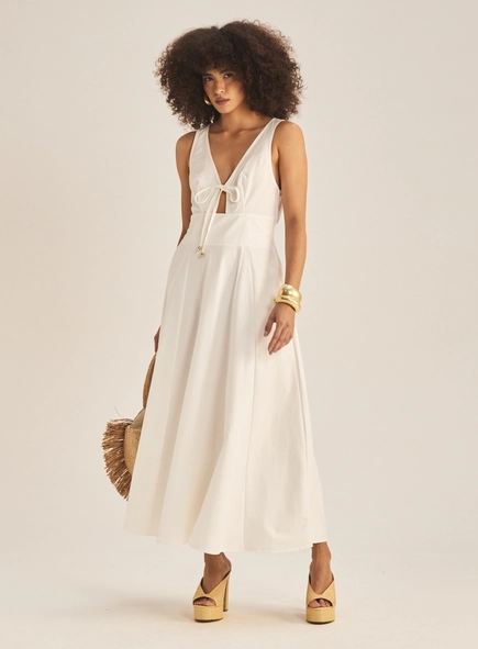 Vestido Evasê Com Amarração