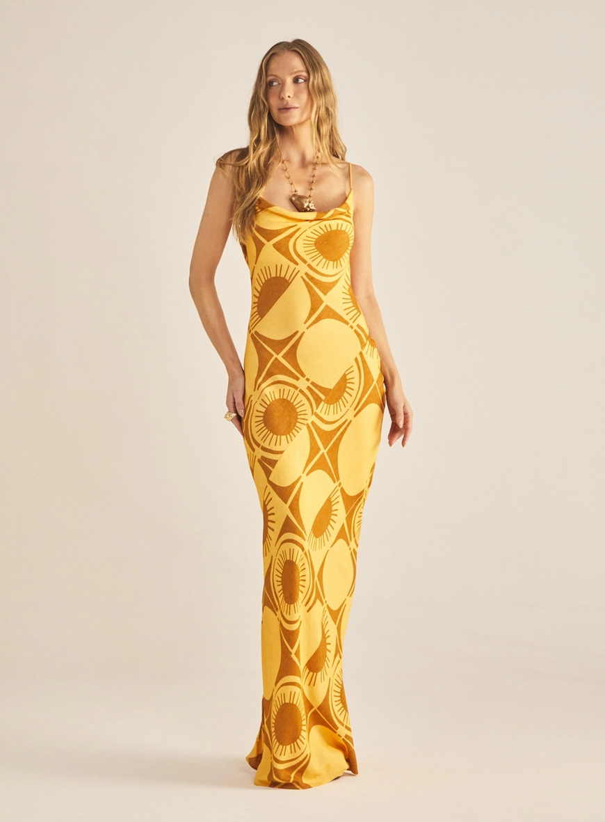 Vestido Slim Longo Estampado Estampados 2