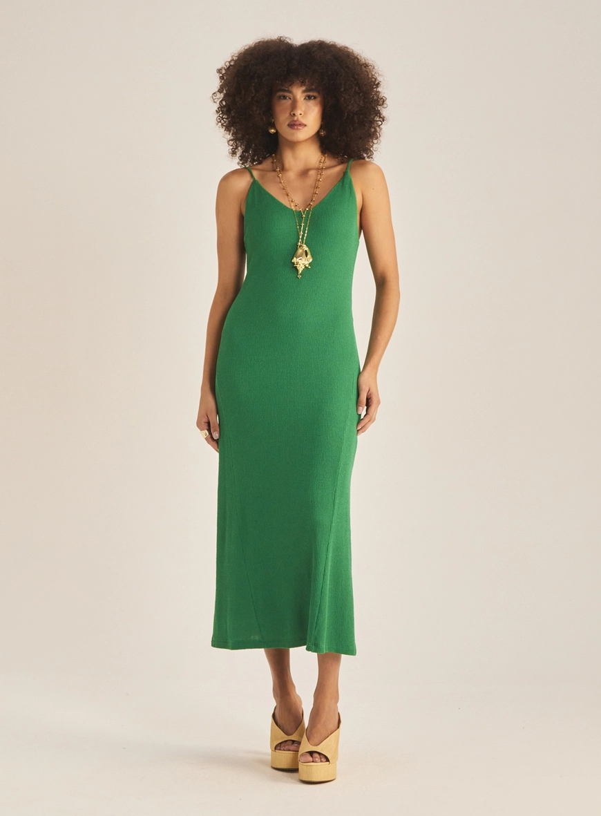 Vestido Slim Recorte Nas Costas Verde 2