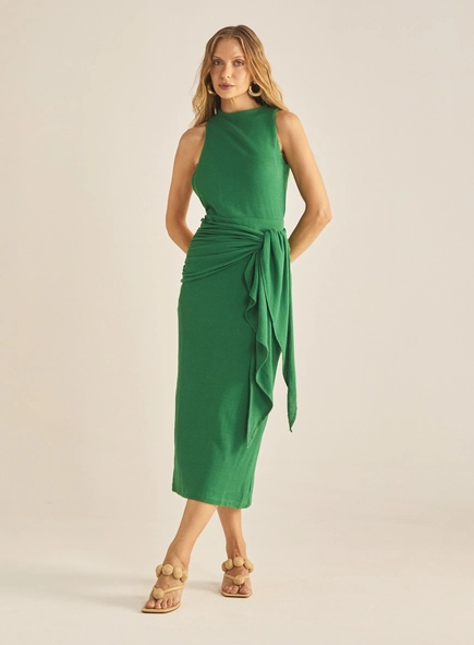 Vestido Slim Com Amarração E Recorte