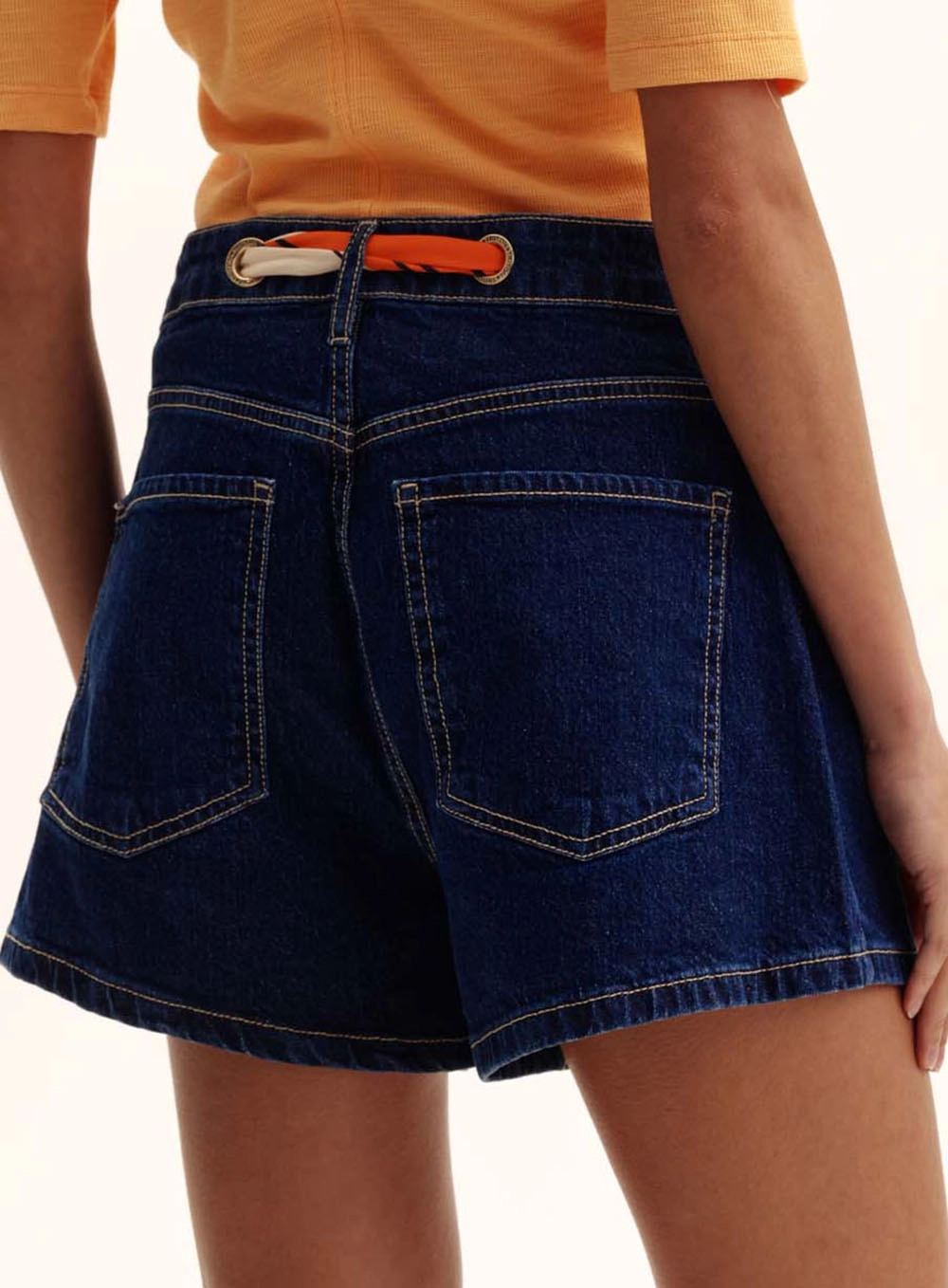 Short Jeans Feminino Com Faixa - Maite Índigo 3