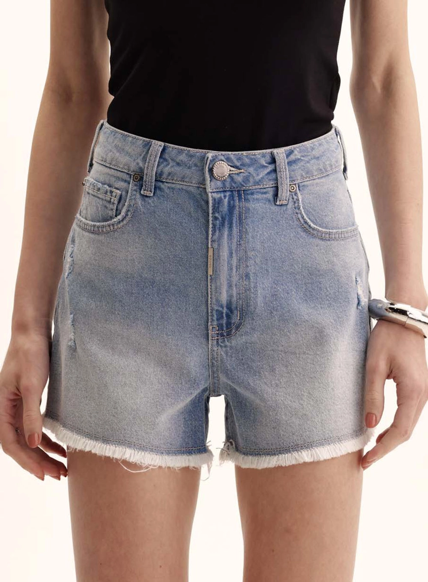 Short Jeans Feminino Barra Desfiada - Karen Índigo 1