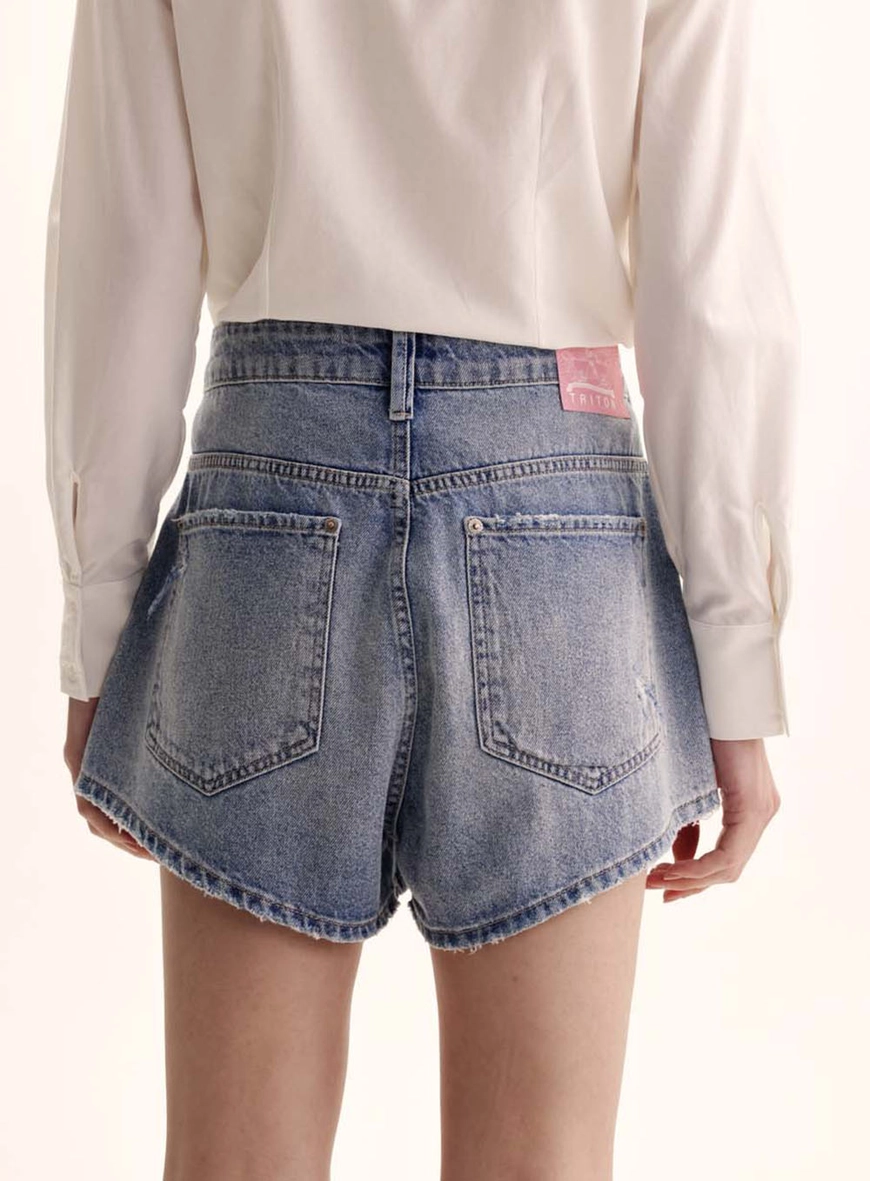 Short Jeans Feminino Lavagem Clara Bella Índigo 3