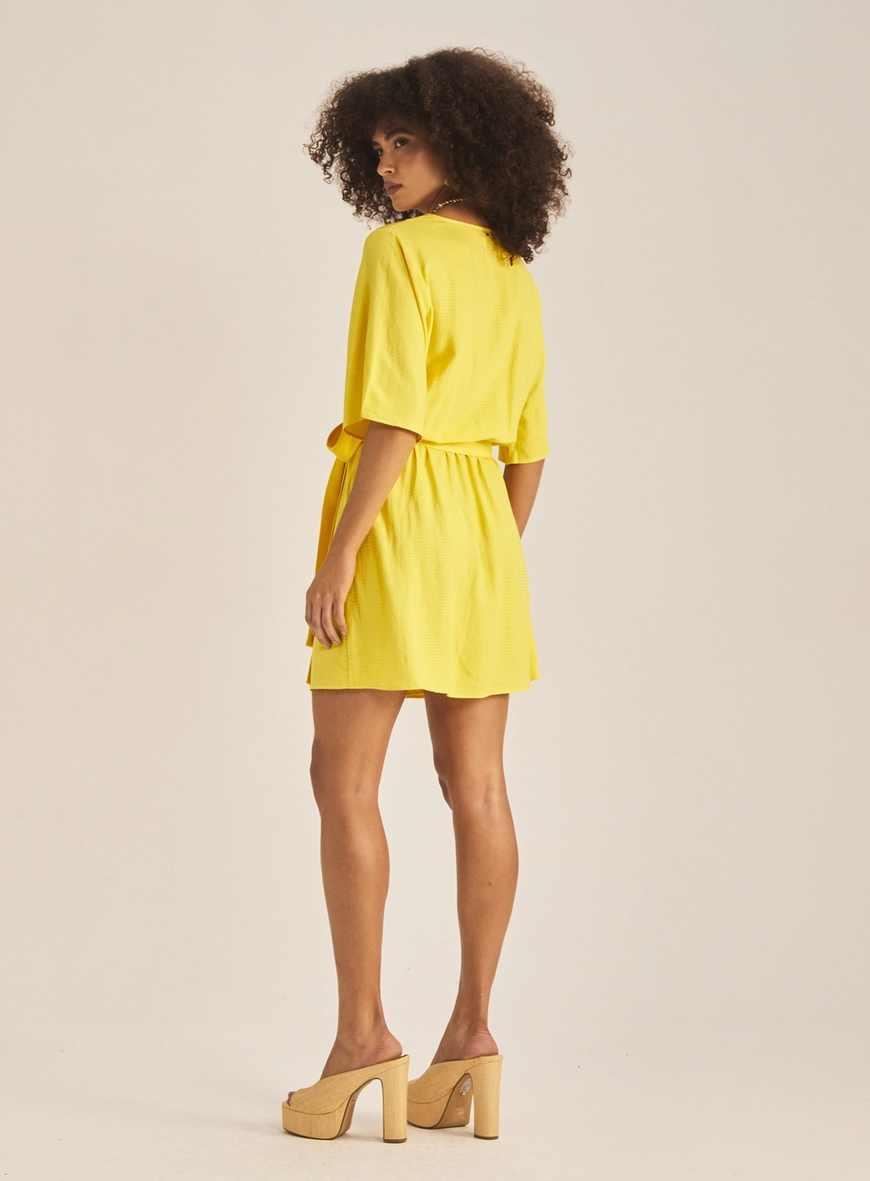 Vestido Comfort Com Transpasse E Amarração Amarelo 4