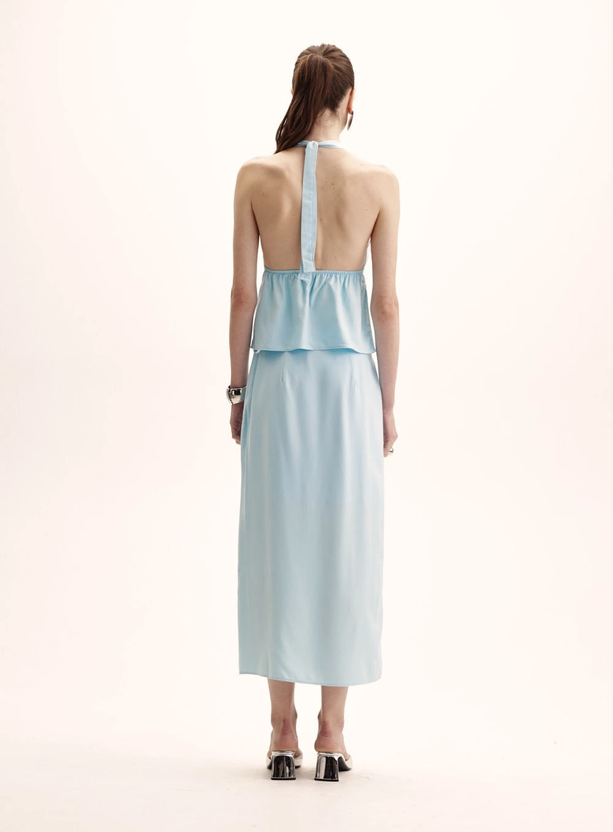 Saia Midi Comfort Com Fenda Azul 2