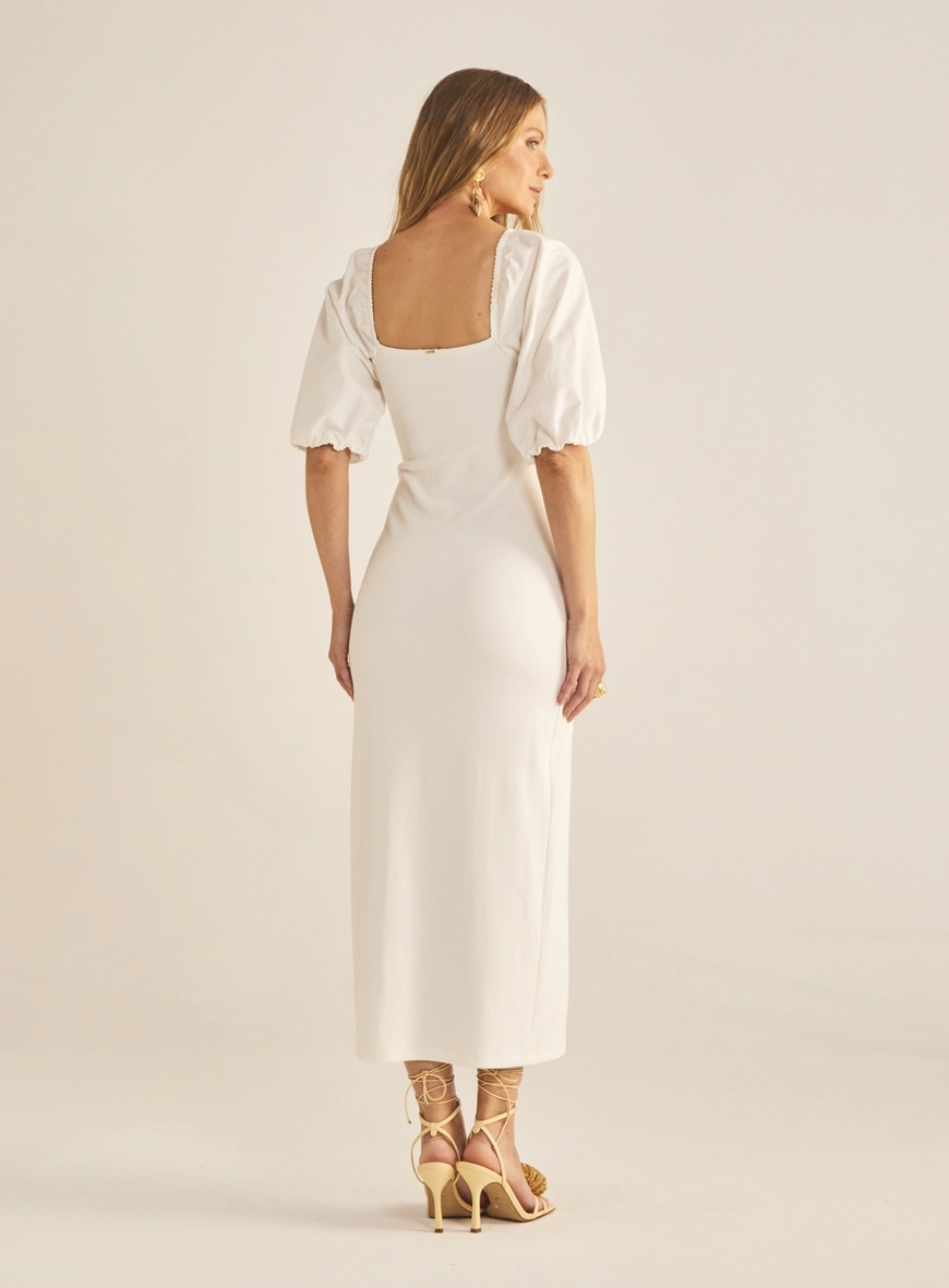 Vestido Slim Manga Bufante E Decote Coração Off Shell 4