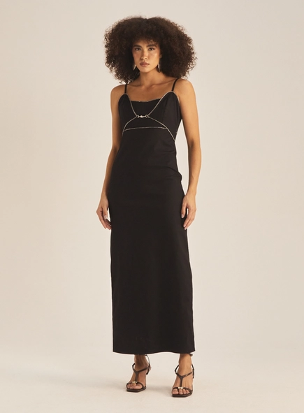 Vestido Slim Com Sobreposição No Busto