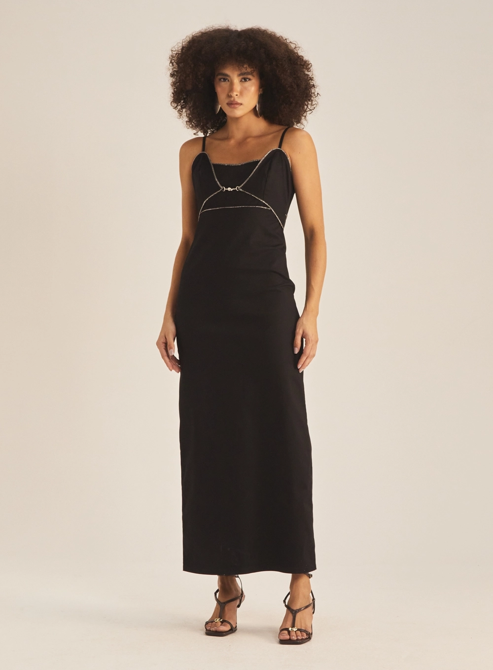 Vestido Slim Com Sobreposição No Busto Preto 2