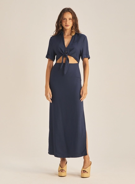 Vestido Comfort Longo Fechamento Em Ziper