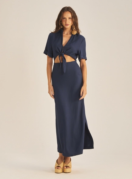 Vestido Comfort Longo Fechamento Em Ziper