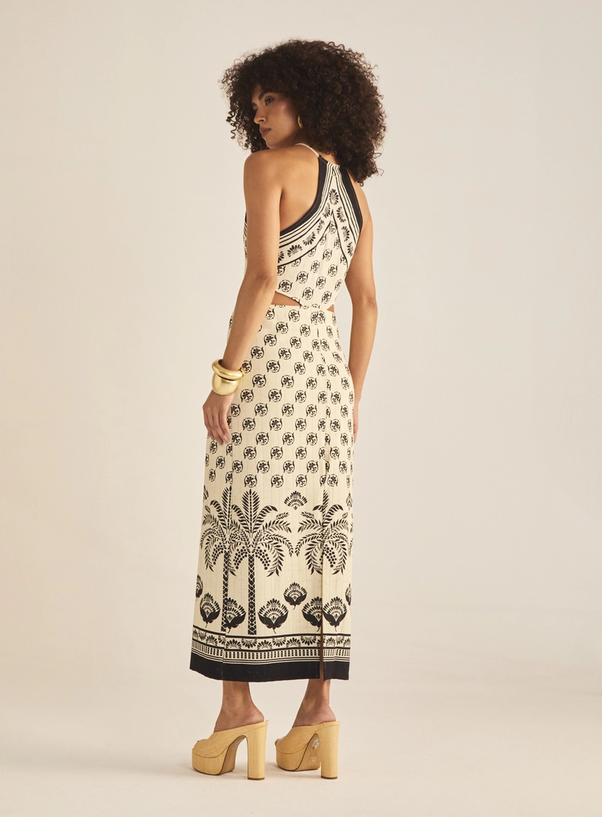 Vestido Slim Decote Halter Estampado Estampados 4