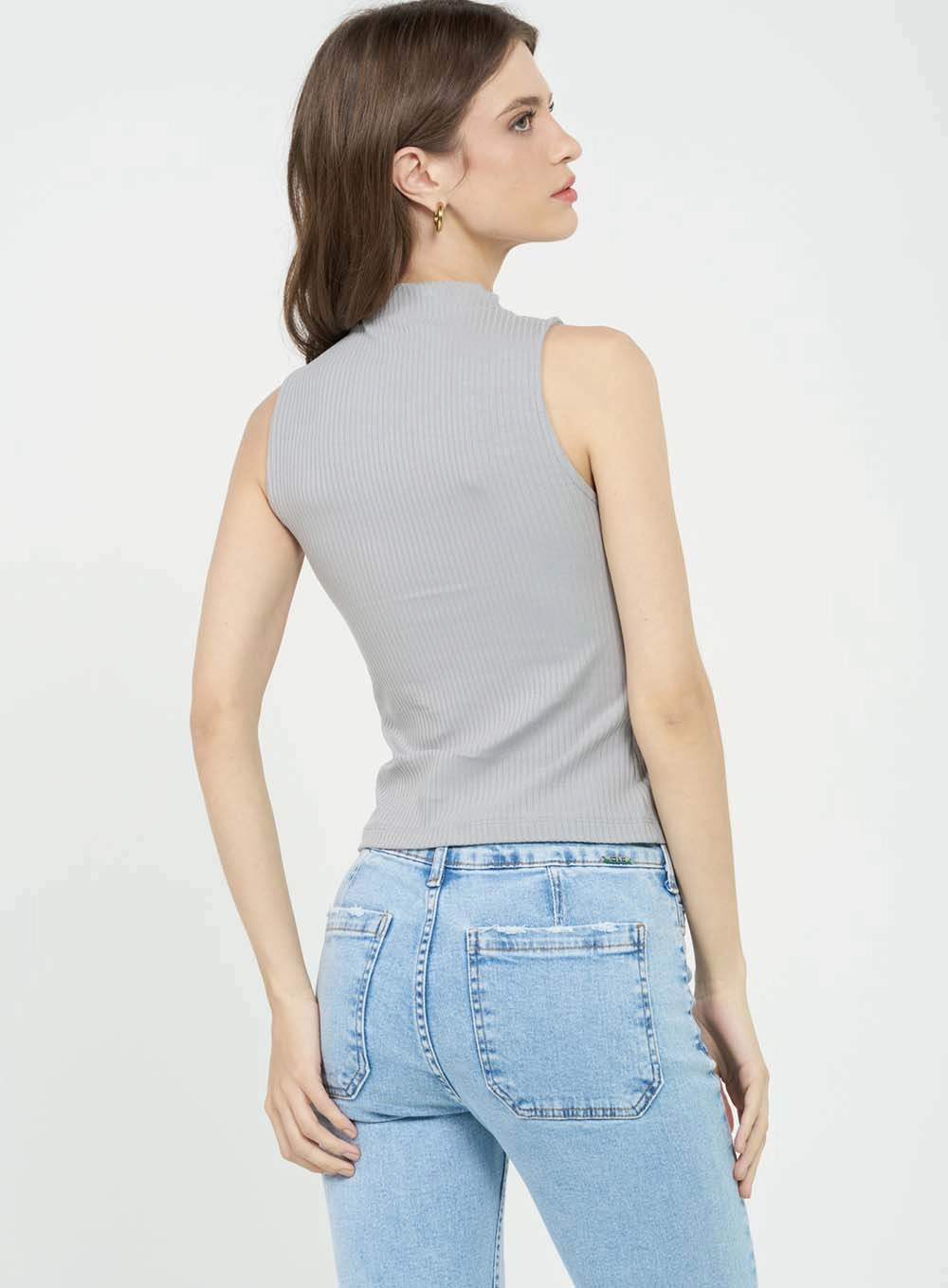 Blusa Small Canelada Com Gola Cinza 3