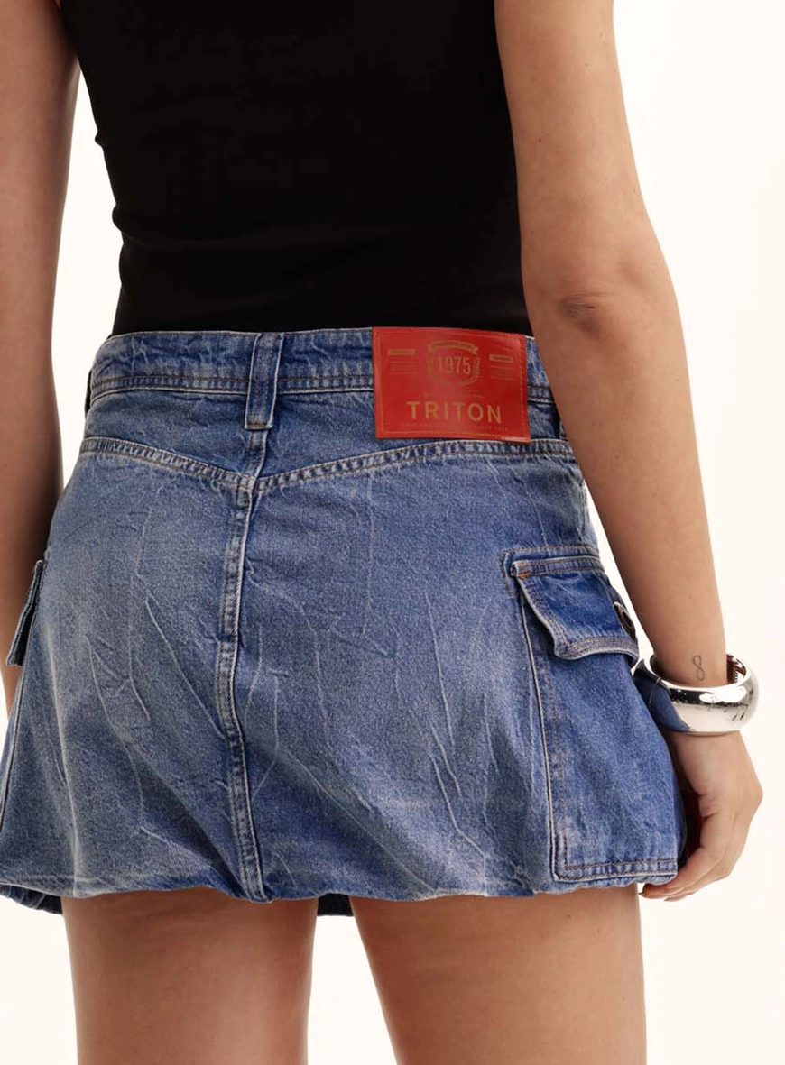Saia Jeans Curta Balonê Índigo 4