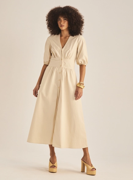 Vestido Midi Tecido Plano Giorgia