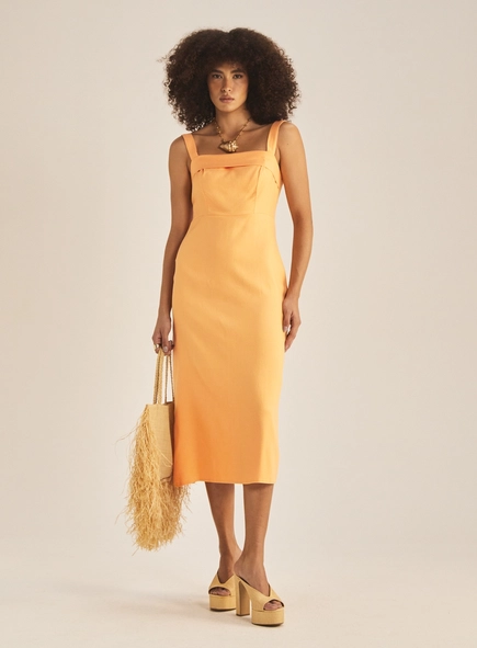 Vestido Regular Linho Midi
