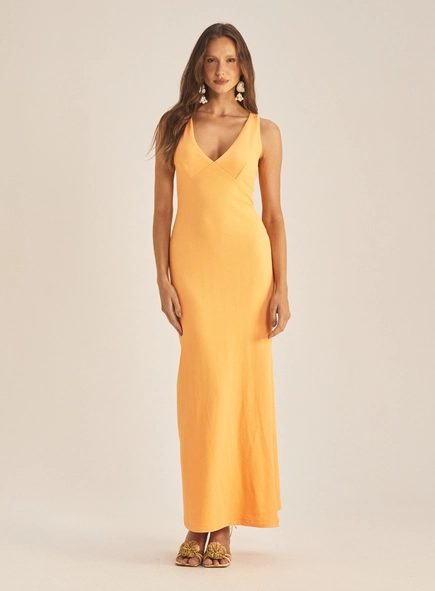 Vestido Comfort Longo Com Busto Marcado