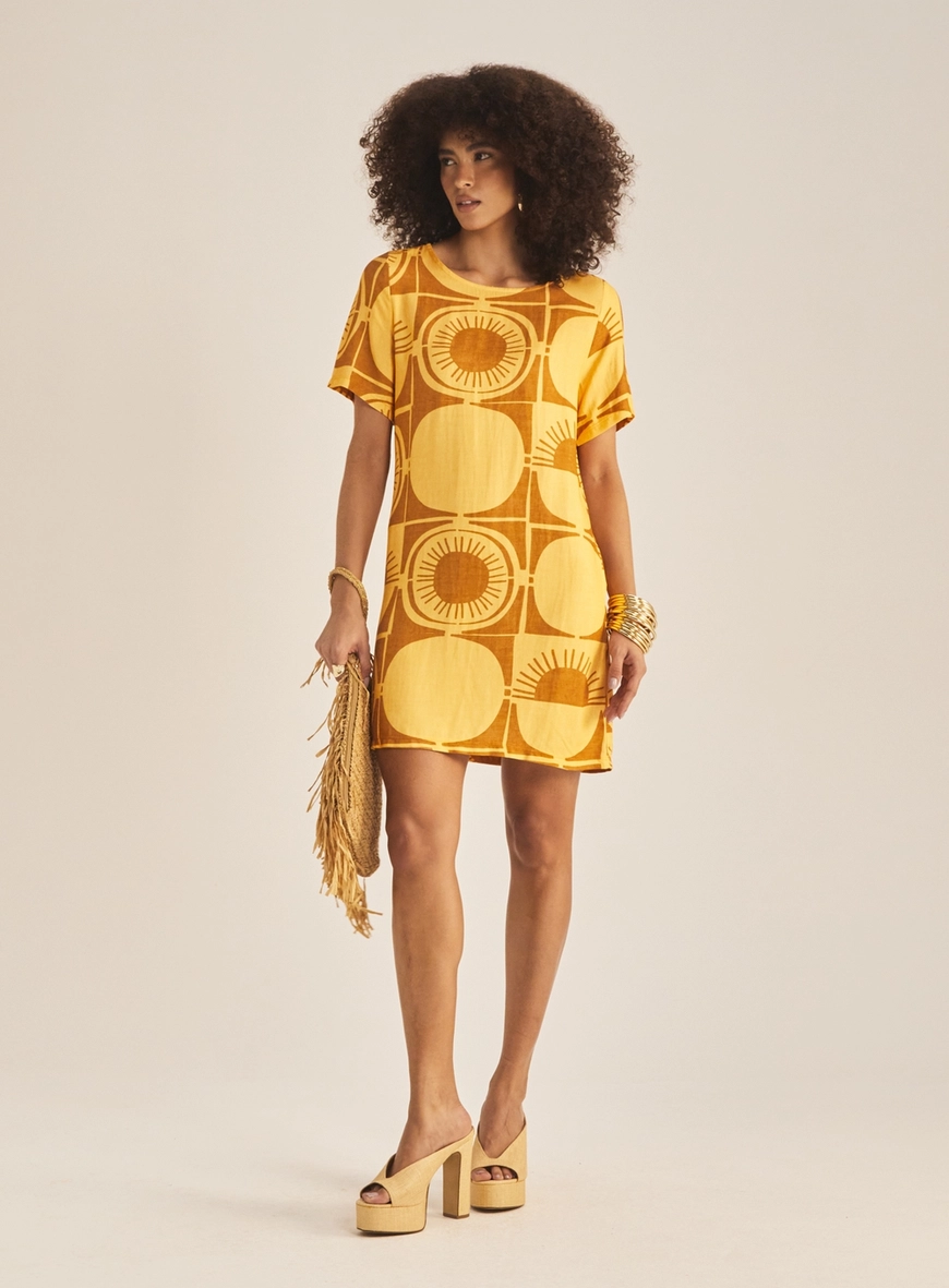 Vestido Comfort Gola Redonda Estampado Estampados 3