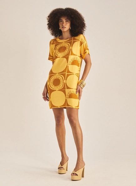 Vestido Comfort Gola Redonda Estampado