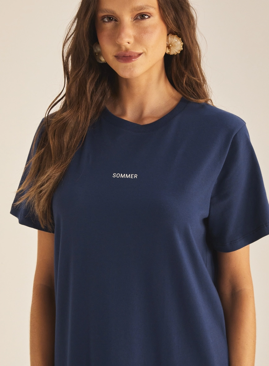 Vestido Comfort Com Logo Azul 3