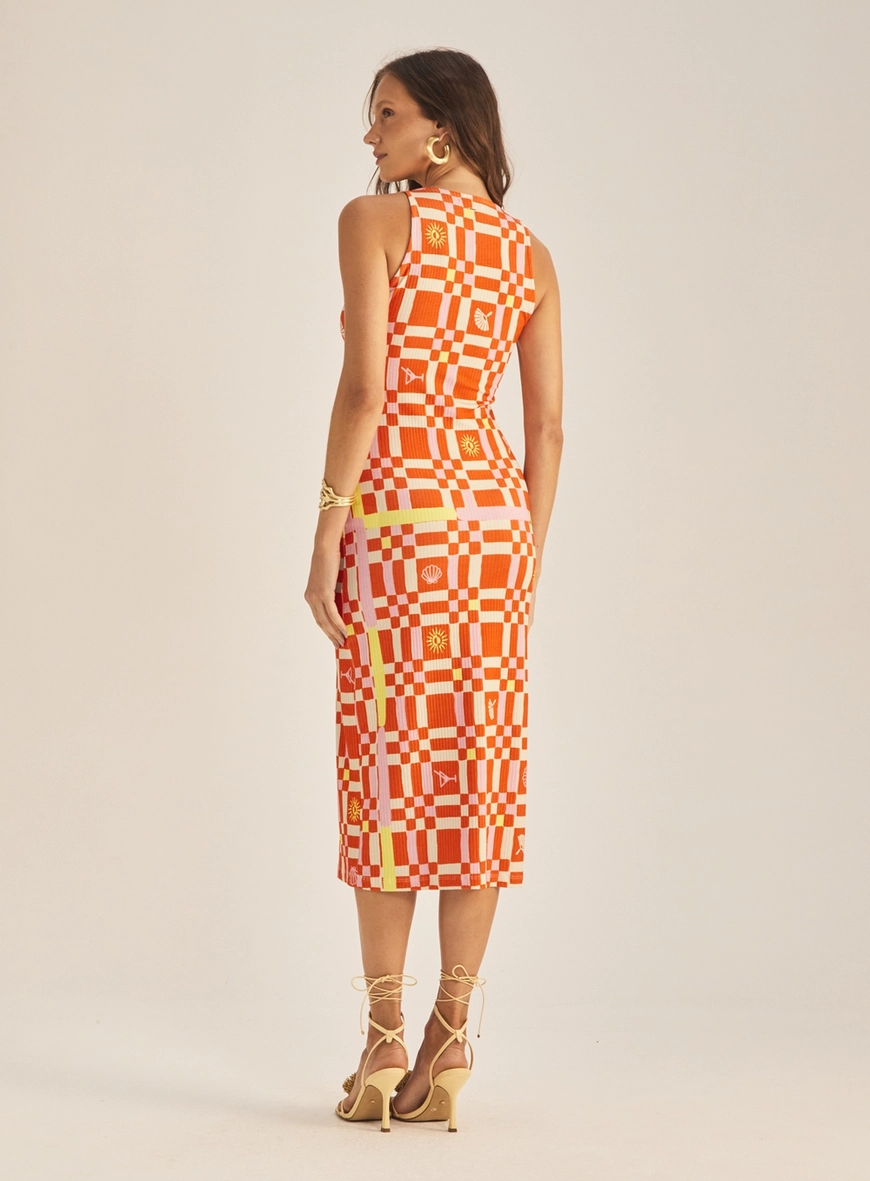 Vestido Slim Acinturado Estampado Estampados 4
