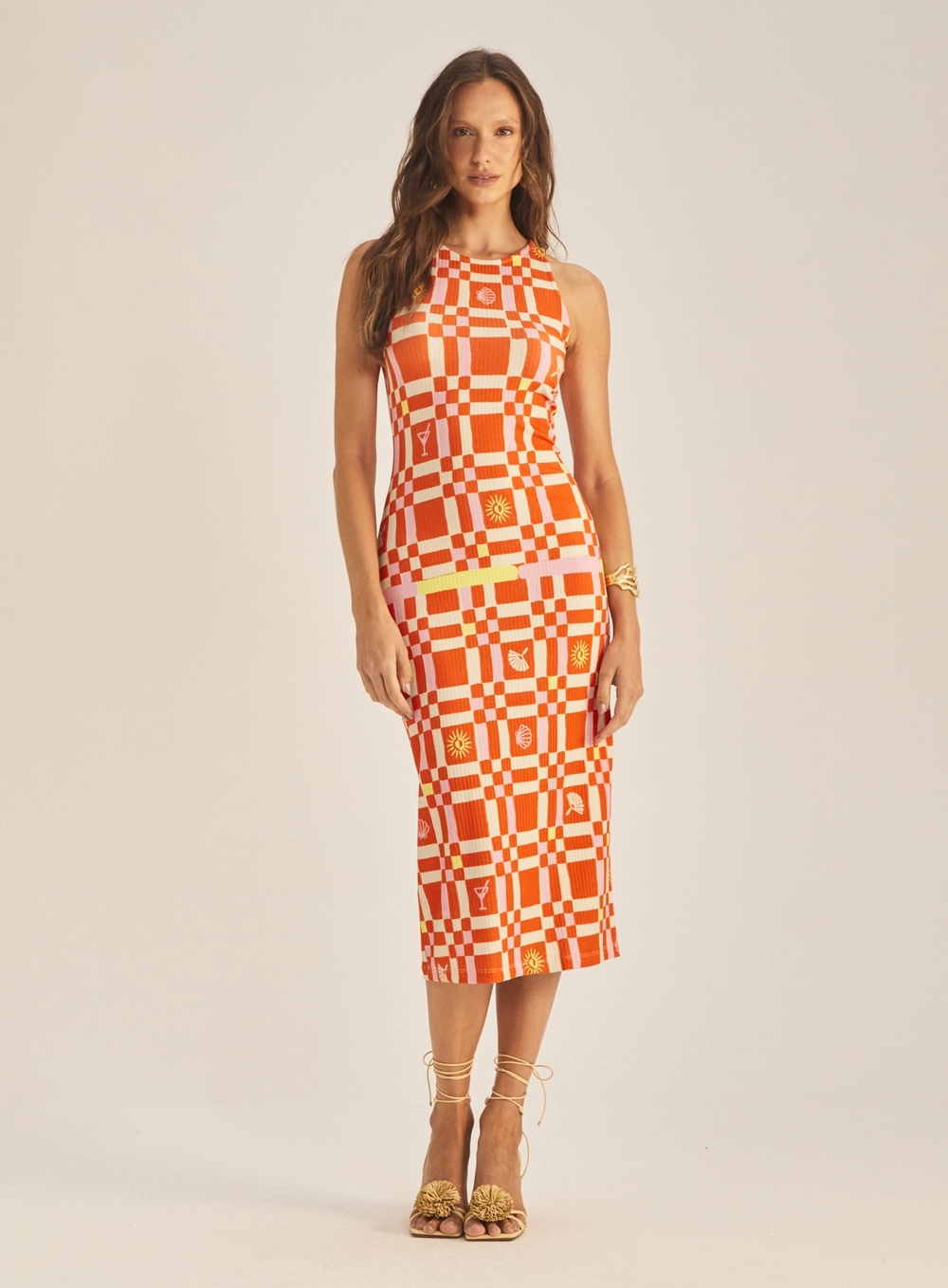 Vestido Slim Acinturado Estampado Estampados 2