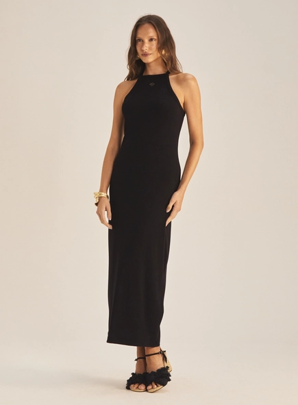 Vestido Slim Longo Com Decote Halter