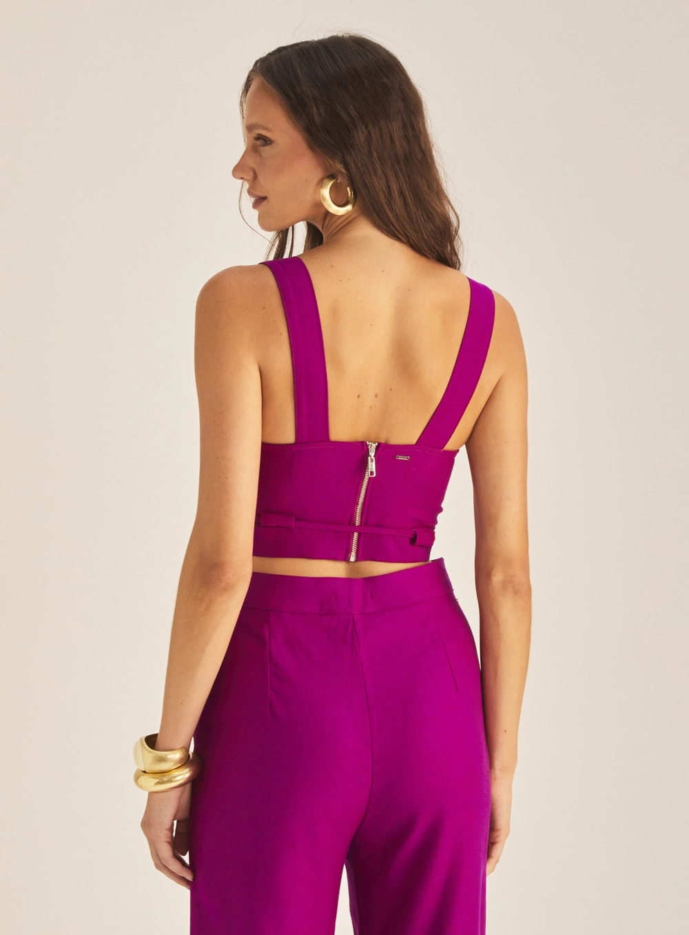 Top Slim Linho Com Amarração Roxo 4