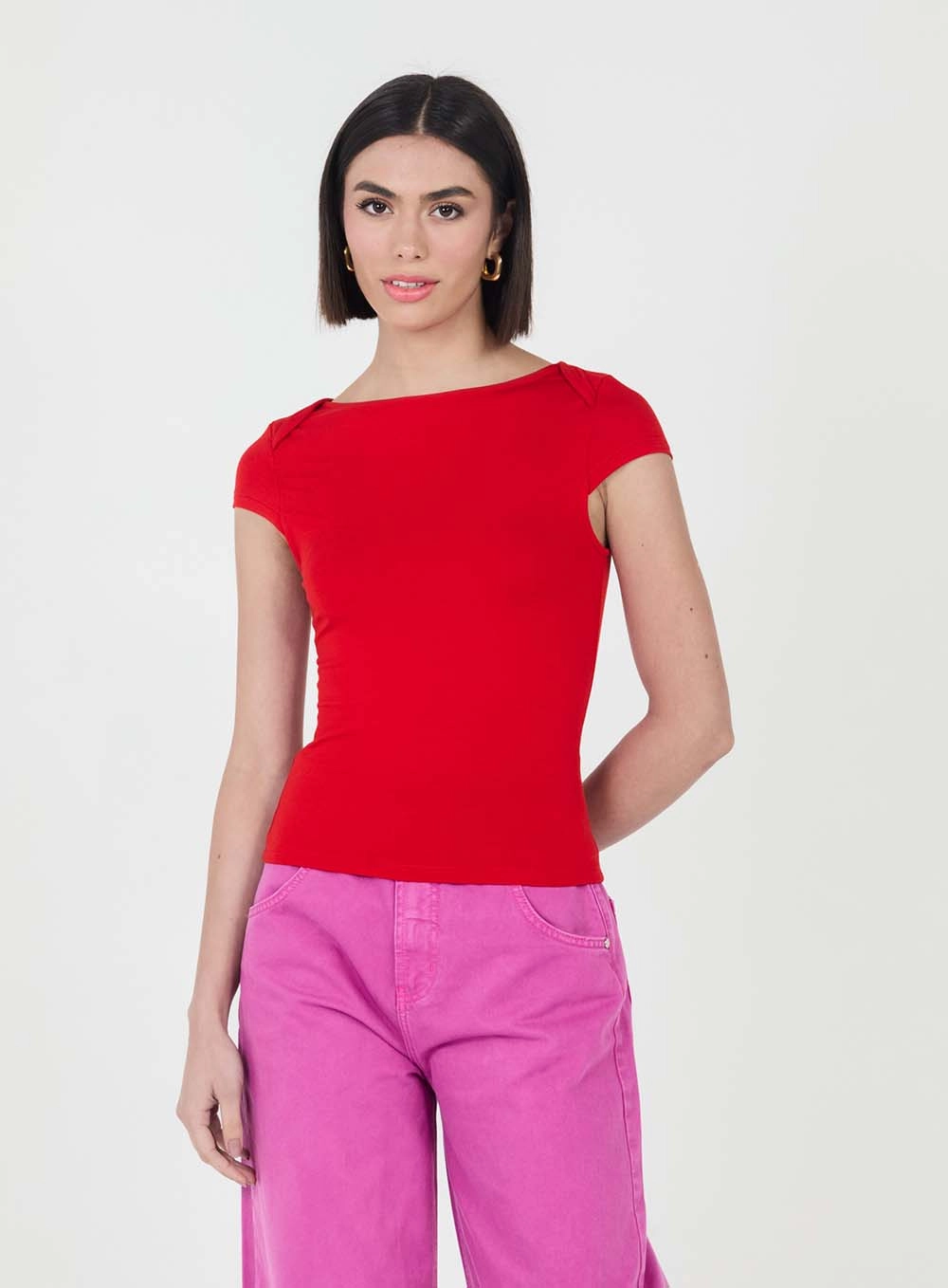Blusa Small Decote Canoa Vermelho 2