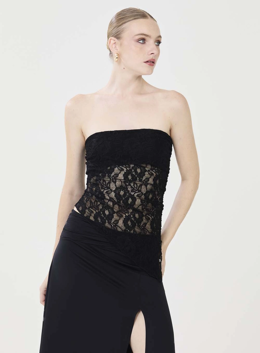 Blusa Slim De Renda Preto 2
