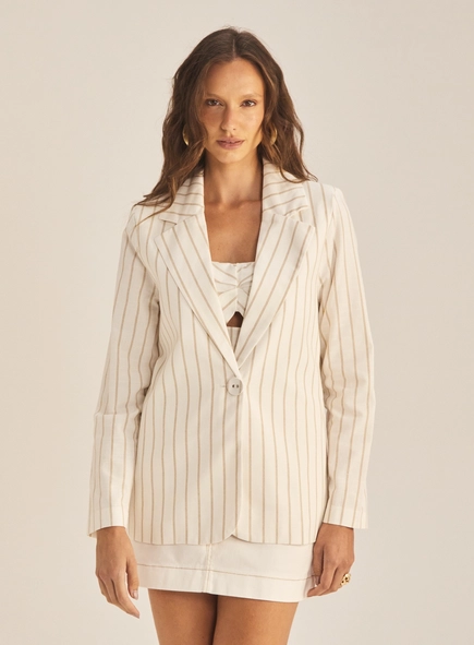 Blazer Feminino Alfaiataria Listrado