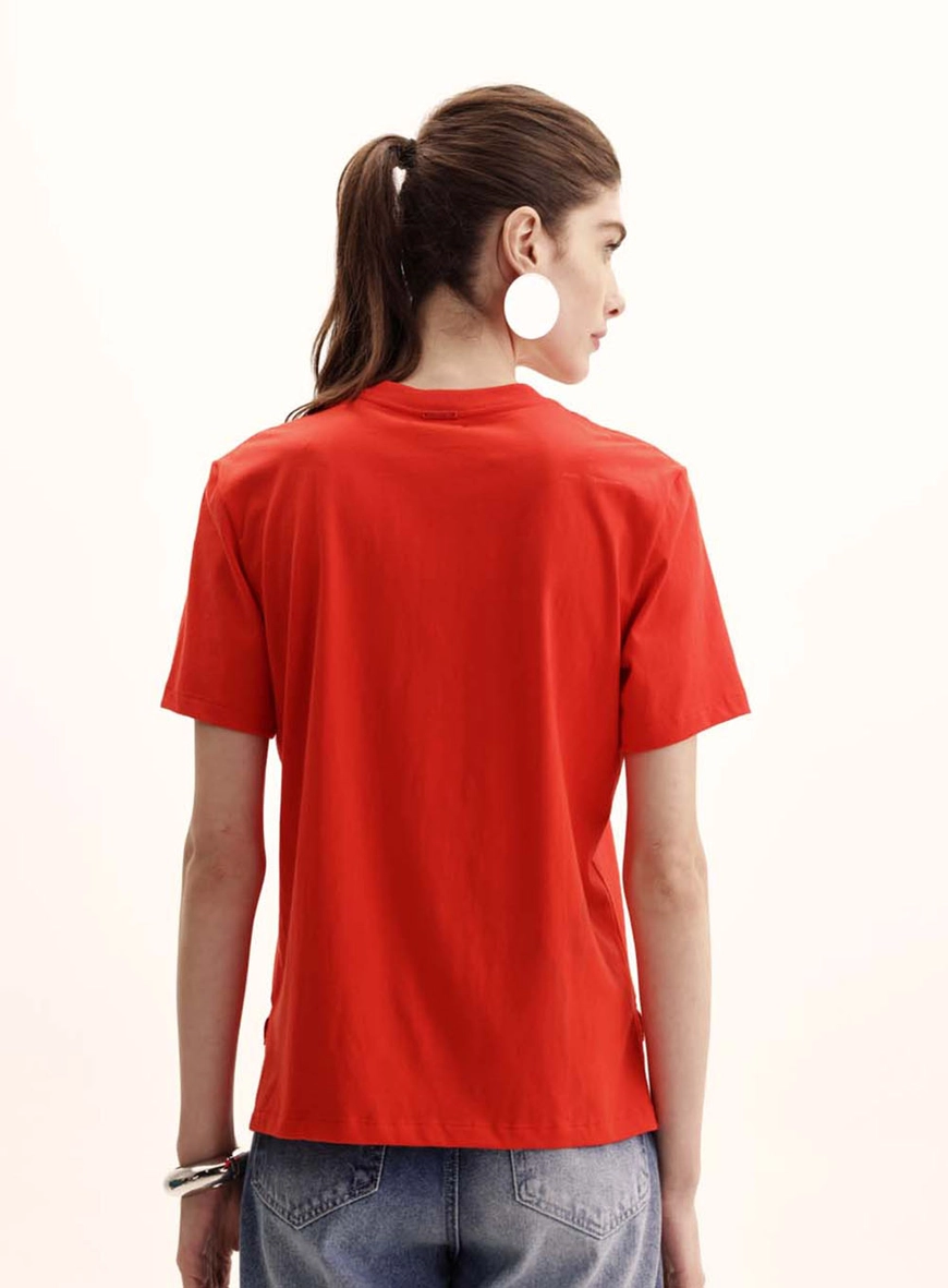 Camiseta Feminina Boy Assimétrica Vermelho 4
